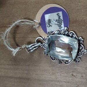 WHITE Topaz Sterling Silver Pendant